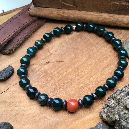  Bracelet en Jaspe Sanguin et Rouge - Force et Vitalité - Byartmexbijoux