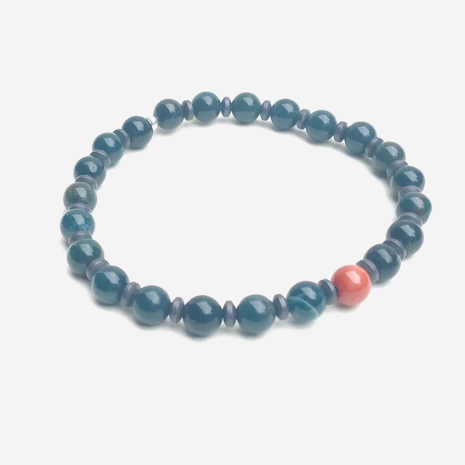  Bracelet en Jaspe Sanguin et Rouge - Force et Vitalité - Byartmexbijoux