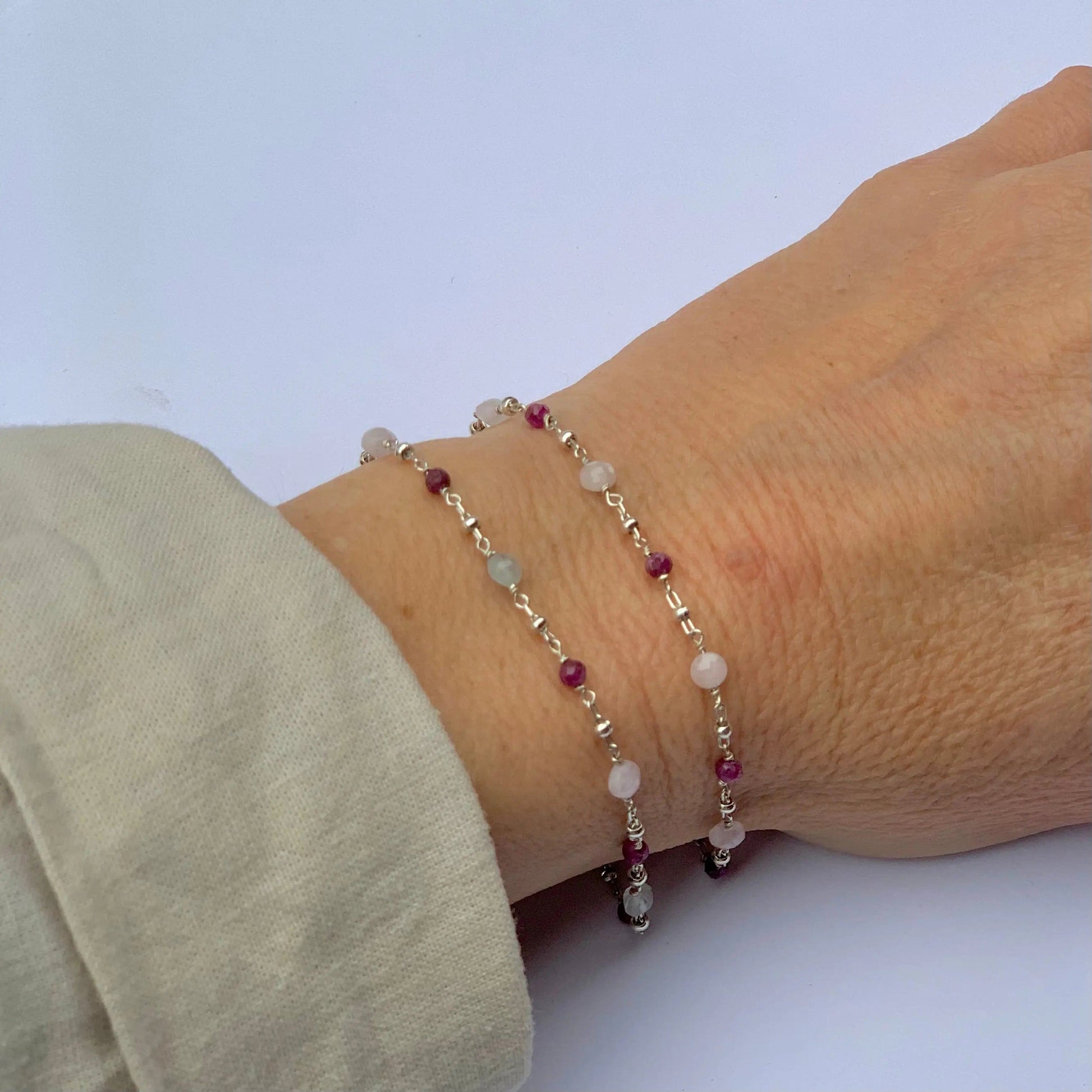 Bracelet en Morganite et Argent – Élégance Naturelle et Énergie Positive - Byartmexbijoux