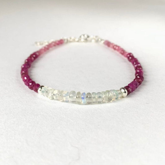 Bracelet en Opale Welo, Tourmaline Rose & Rubylite | Bijoux en Argent Authentiques, Byartmexbijoux