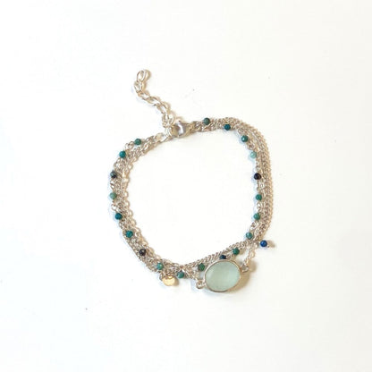 Bracelet en Pierres Naturelles et Argent 925 - Carina - Harmonie et équilibre - Calcédoine / Chrysocolle