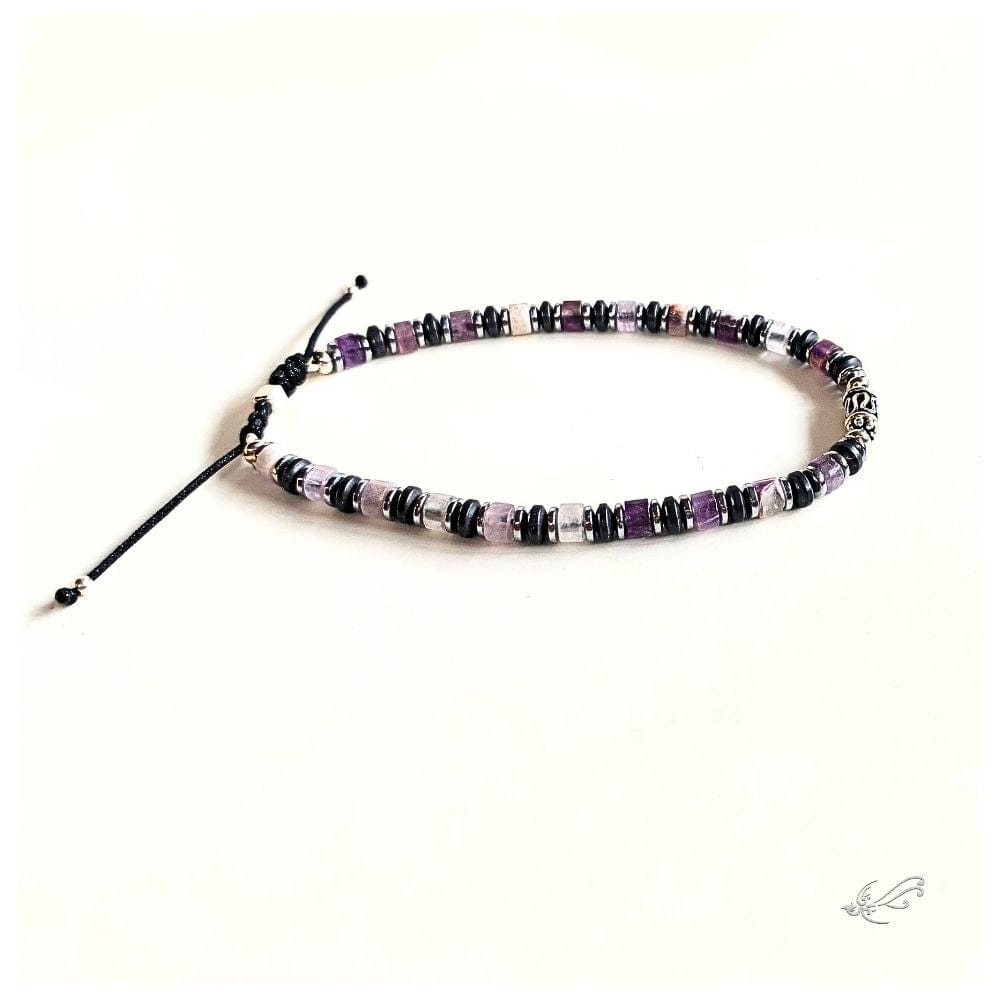 Bracelet Homme Améthyste & Turquoise Africaine – Hématite & Argent 925