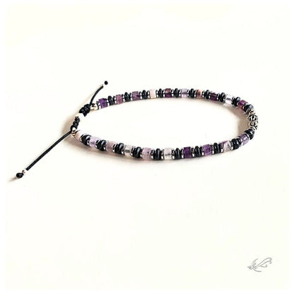 Bracelet Homme Améthyste & Turquoise Africaine – Hématite & Argent 925