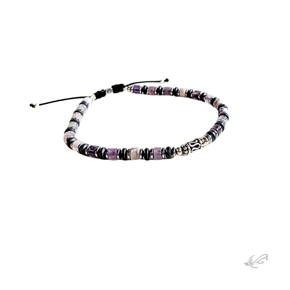 Bracelet Homme Améthyste & Turquoise Africaine – Hématite & Argent 925