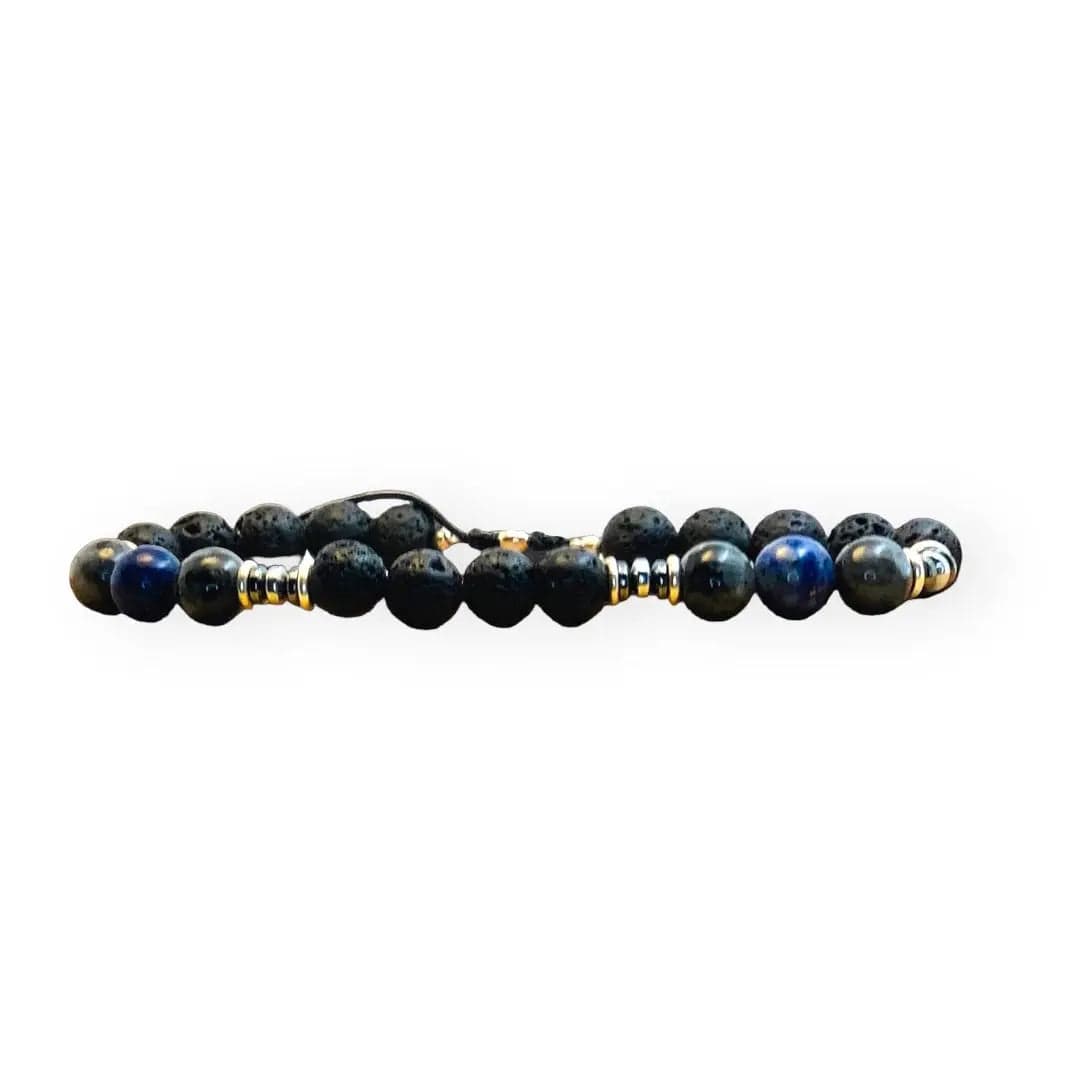Bracelet homme en Larvikite sur cordon – Protection, ancrage et sagesse intérieure - Byartmexbijoux