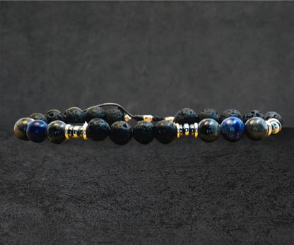 Bracelet homme en Larvikite sur cordon – Protection, ancrage et sagesse intérieure - Byartmexbijoux