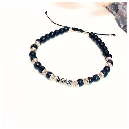 Bracelet homme en obsidienne et argent | Protection & énergie