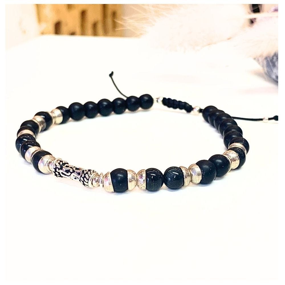Bracelet homme en obsidienne et argent | Protection & énergie