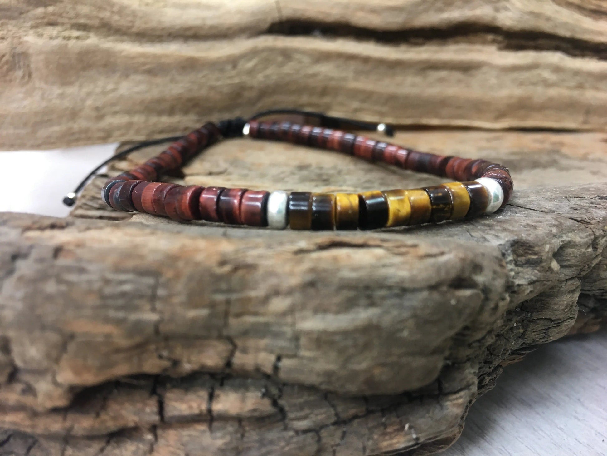 Bracelet homme en Œil de Tigre et Œil de Taureau – Force, protection et énergie - Byartmexbijoux