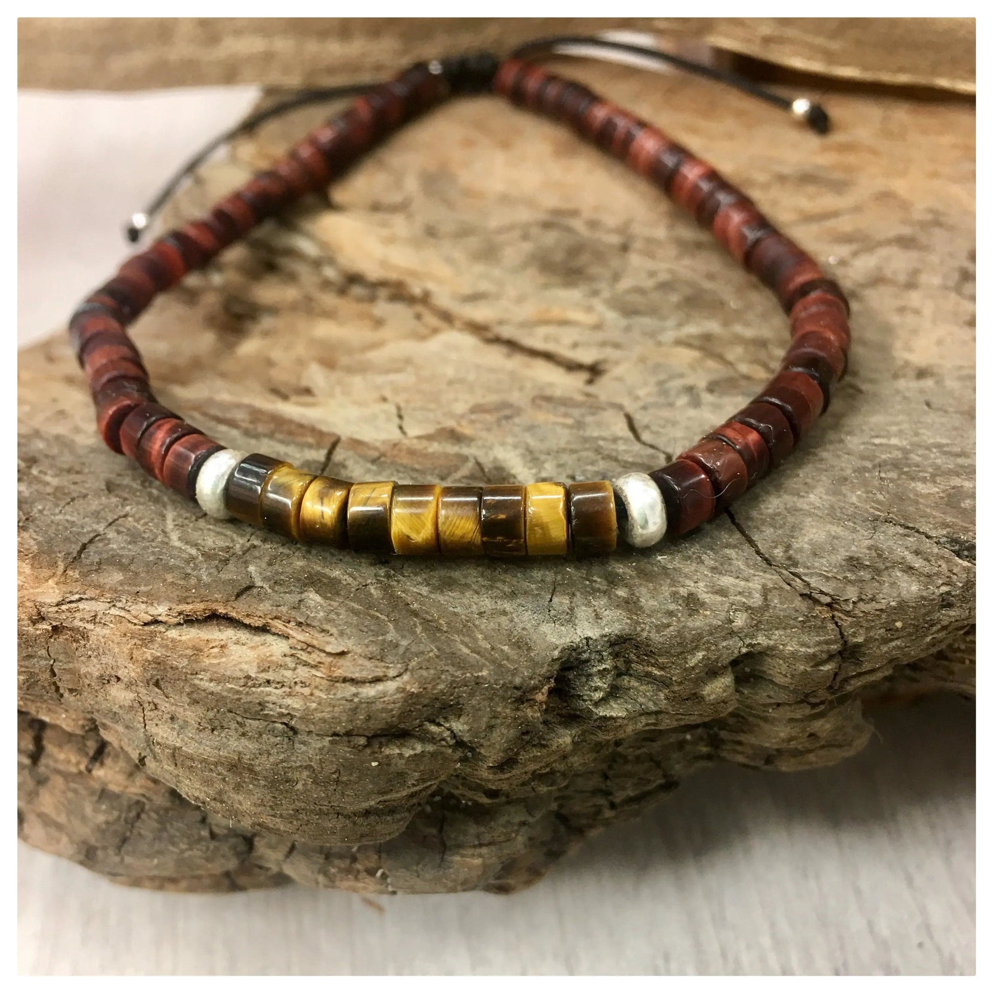 Bracelet homme en Œil de Tigre et Œil de Taureau – Force, protection et énergie - Byartmexbijoux