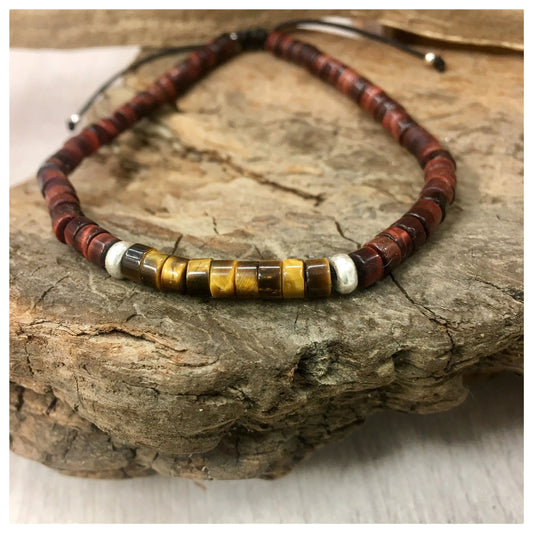 Bracelet homme en Œil de Tigre et Œil de Taureau – Force, protection et énergie - Byartmexbijoux