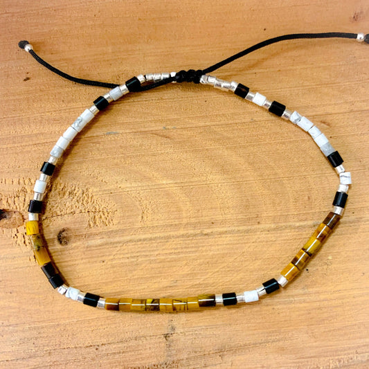 Bracelet homme en Œil de Tigre, Howlite, Onyx et Argent 925 – Équilibre, protection et sérénité - Byartmexbijoux -