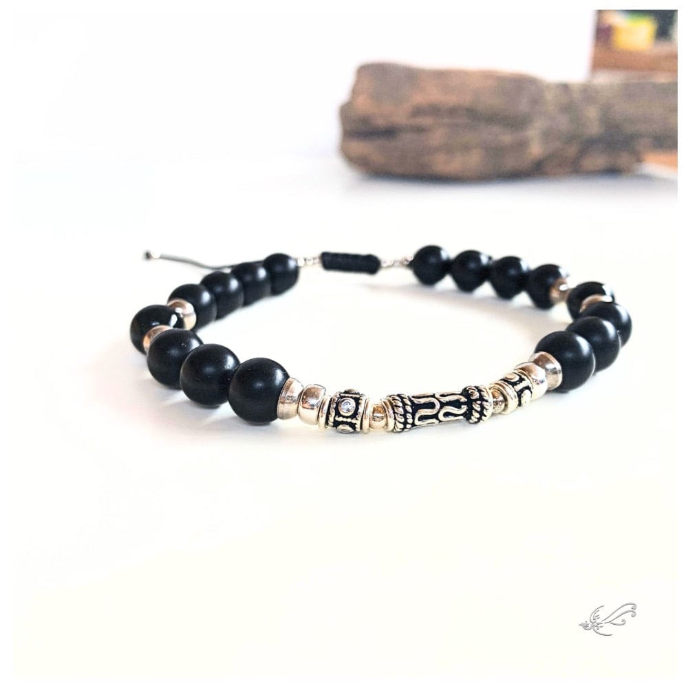 Bracelet Homme en Onyx et Argent 925 – Élégance et Protection - byartmexbijoux