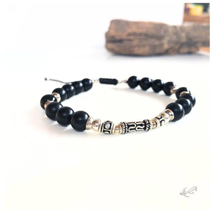 Bracelet Homme en Onyx et Argent 925 – Élégance et Protection - byartmexbijoux