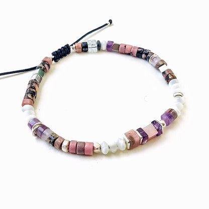 Bracelet Homme en pierres naturelles et argent 925 monté sur un cordon - Byartmexbijoux -