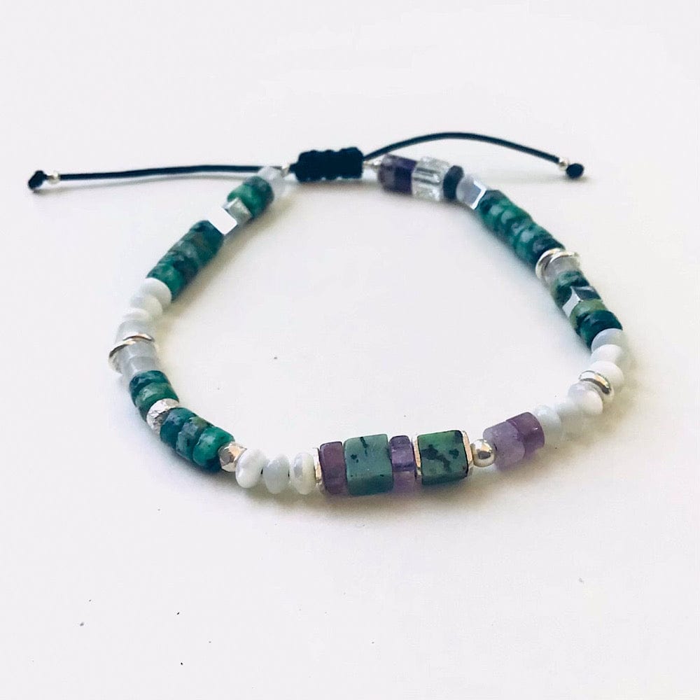 Bracelet Homme en pierres naturelles et argent 925 monté sur un cordon - Byartmexbijoux -