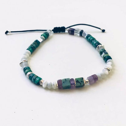 Bracelet Homme en pierres naturelles et argent 925 monté sur un cordon - Byartmexbijoux -