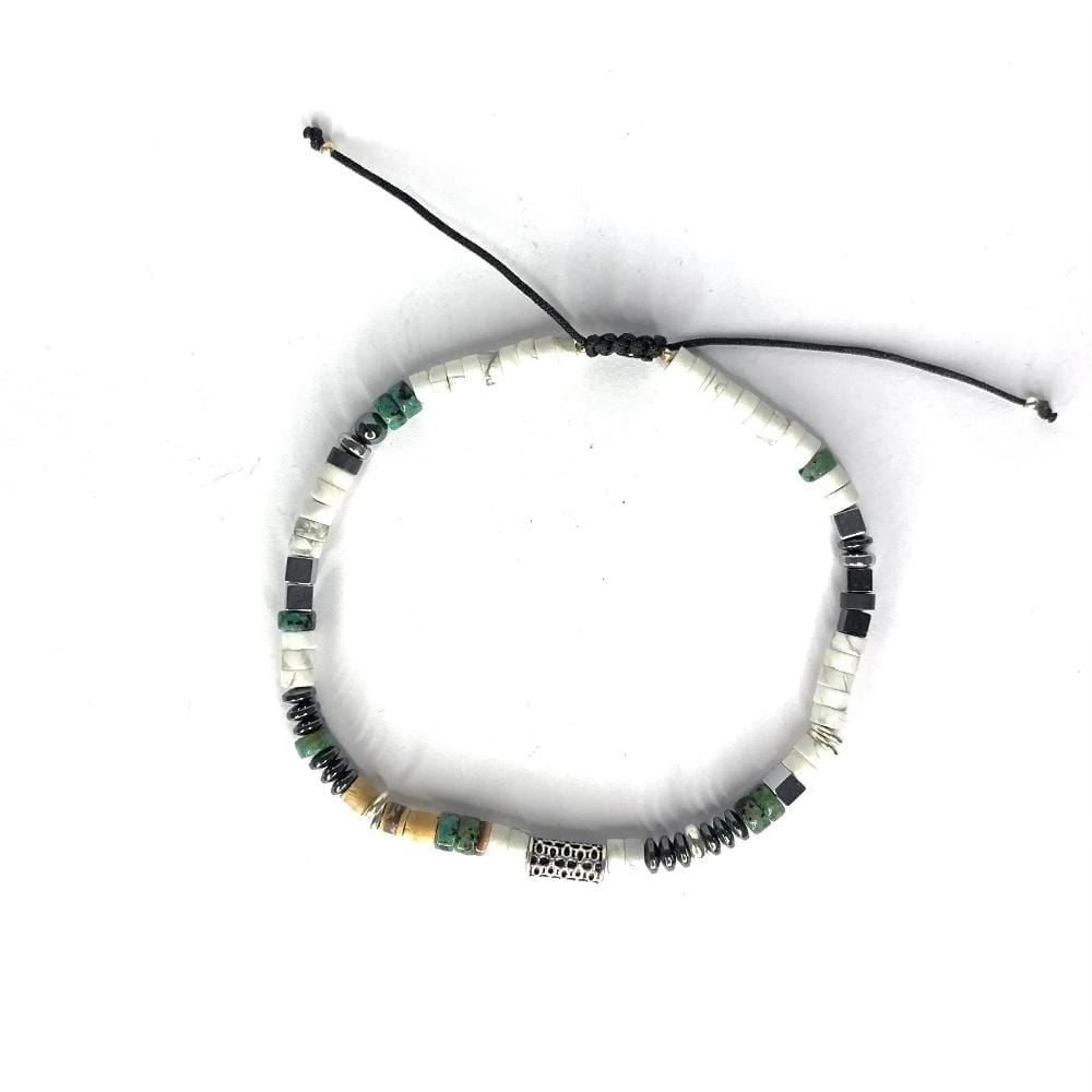 Bracelet Homme en pierres naturelles et argent 925 monté sur un cordon - Byartmexbijoux -