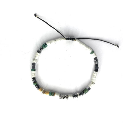 Bracelet Homme en pierres naturelles et argent 925 monté sur un cordon - Byartmexbijoux -