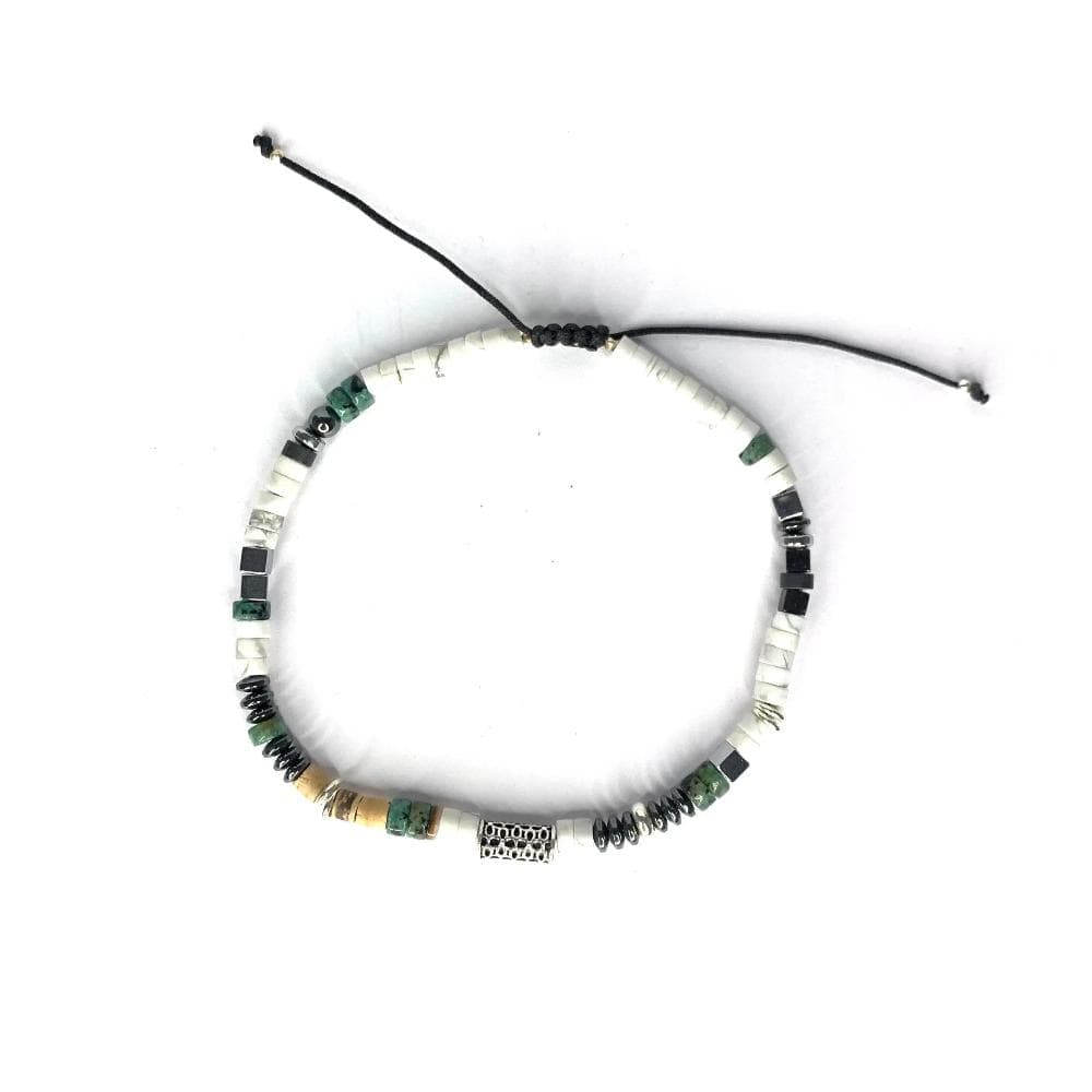 Bracelet Homme en pierres naturelles et argent 925 monté sur un cordon - Byartmexbijoux -