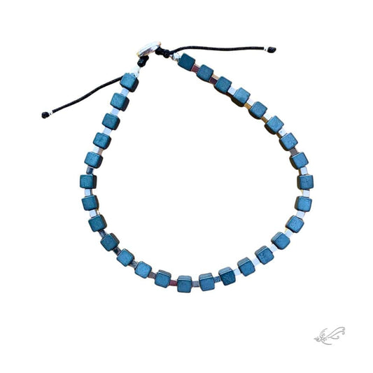 Bracelet homme hématite & argent 925 – cordon ajustable 19-23 cm - Byartmexbijoux Hématite