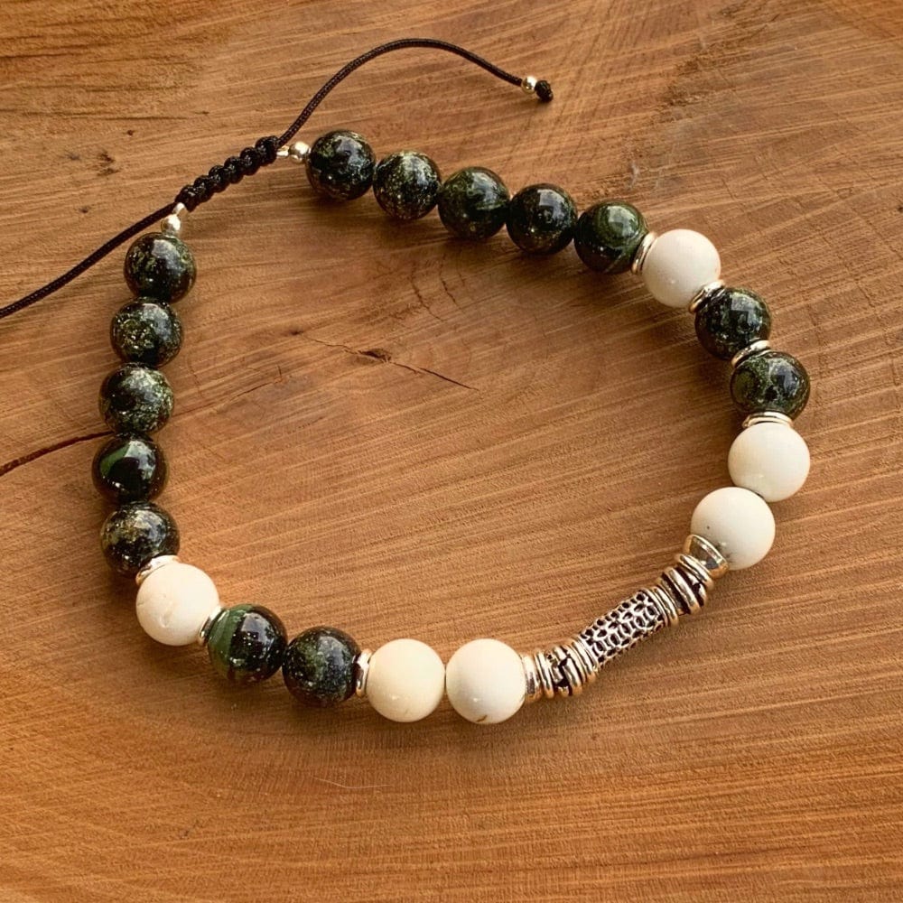 Bracelet homme jaspe kambaba, howlite & argent – Harmonie & ancrage