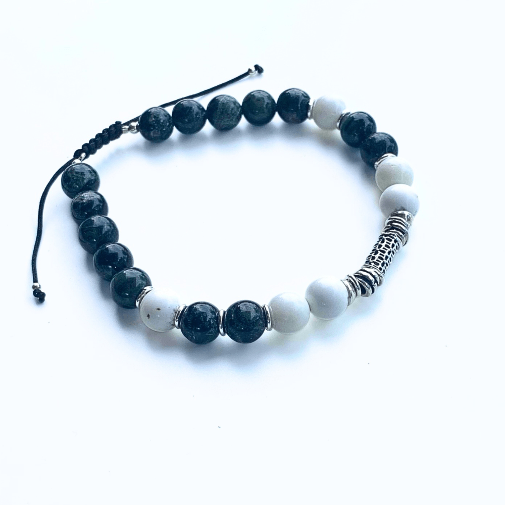 Bracelet homme jaspe kambaba, howlite & argent – Harmonie & ancrage