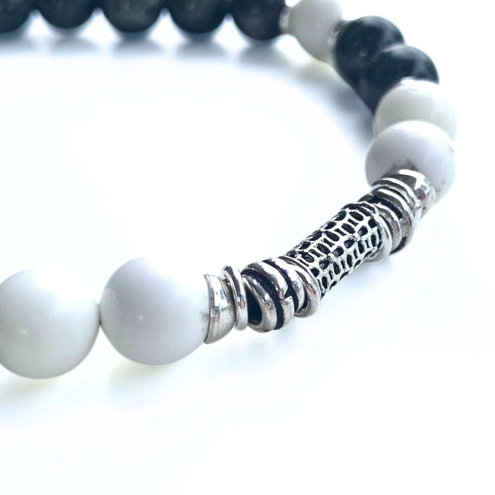 Bracelet homme jaspe kambaba, howlite & argent – Harmonie & ancrage