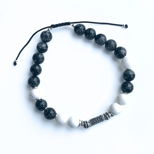 Bracelet homme jaspe kambaba, howlite & argent – Harmonie & ancrage