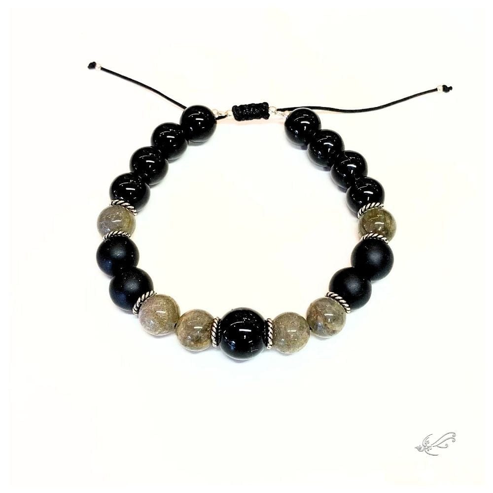Bracelet Homme Labradorite, Onyx & Argent 925 - Protection & Équilibre
