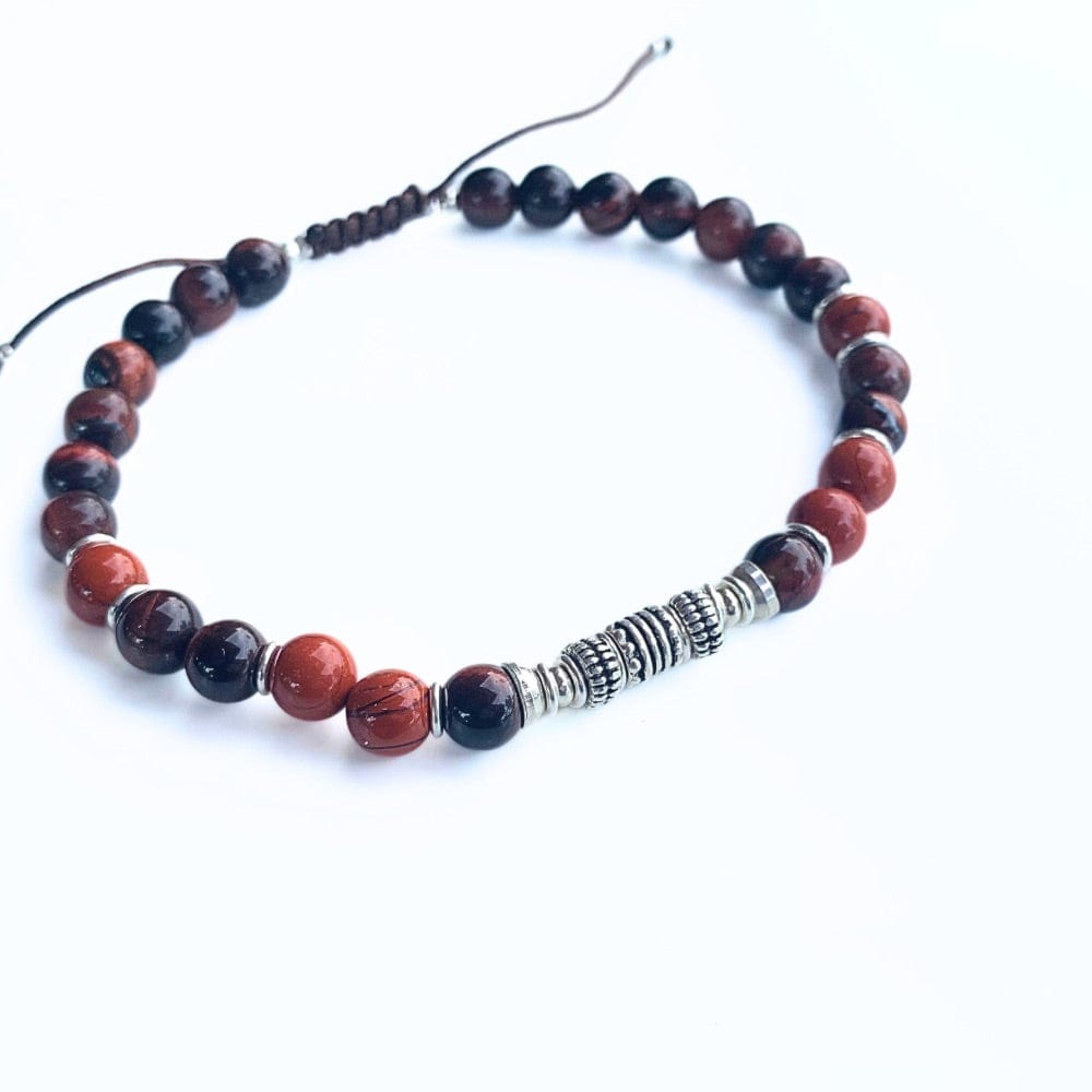 Bracelet Homme Œil de Taureau, Jaspe Rouge, Argent 925 - Puissance -