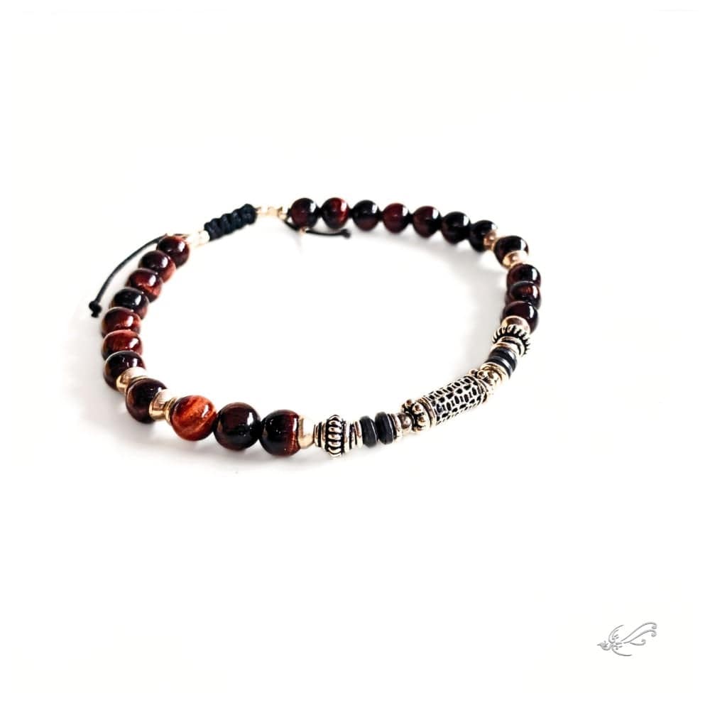 Bracelet Homme Œil de Taureau & Œil de Faucon en Hématite et Argent 925 – Énergie & Élégance