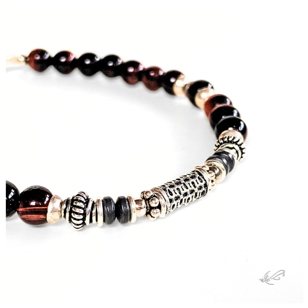 Bracelet Homme Œil de Taureau & Œil de Faucon en Hématite et Argent 925 – Énergie & Élégance