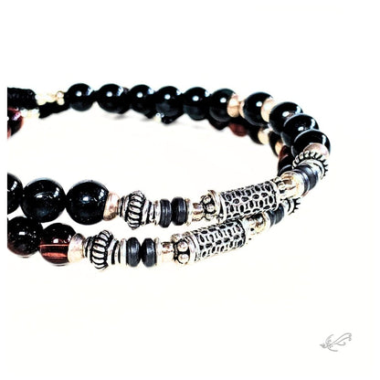 Bracelet Homme Œil de Taureau & Œil de Faucon en Hématite et Argent 925 – Énergie & Élégance