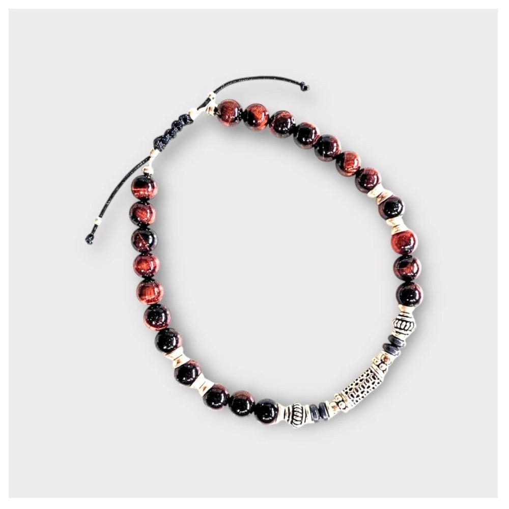 Bracelet Homme Œil de Taureau & Œil de Faucon en Hématite et Argent 925 – Énergie & Élégance