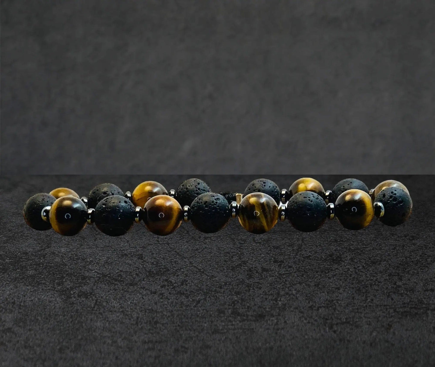 Bracelet Homme - Oeil de Tigre - Pierre de lave - Hématite - 