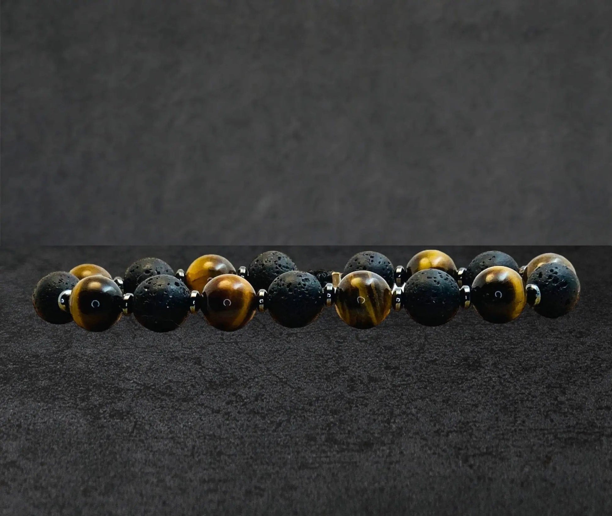 Bracelet Homme - Oeil de Tigre - Pierre de lave - Hématite - 