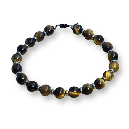 Bracelet Homme - Oeil de Tigre - Pierre de lave - Hématite - 