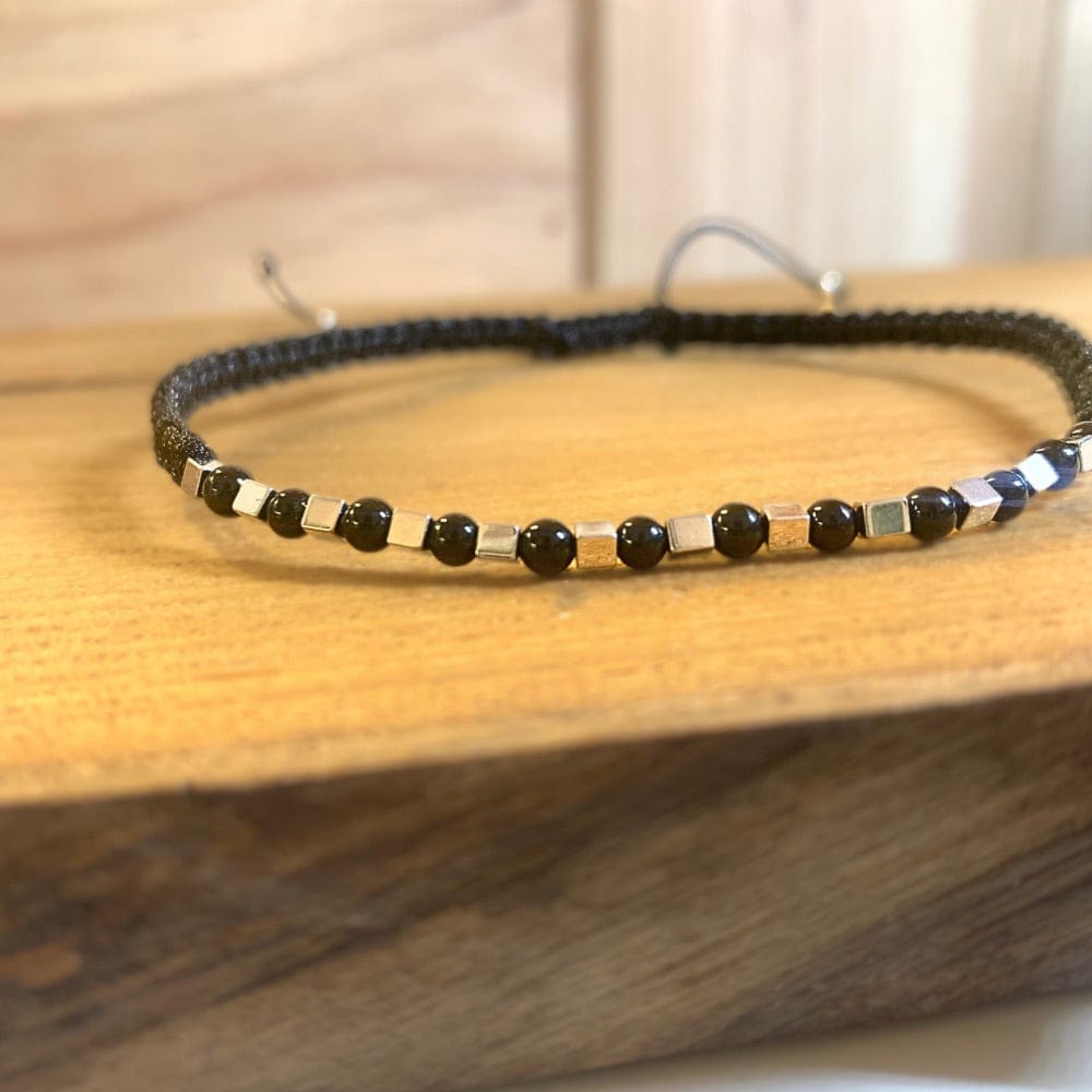 Bracelet Homme Onyx et hématite - Minimaliste structuré
