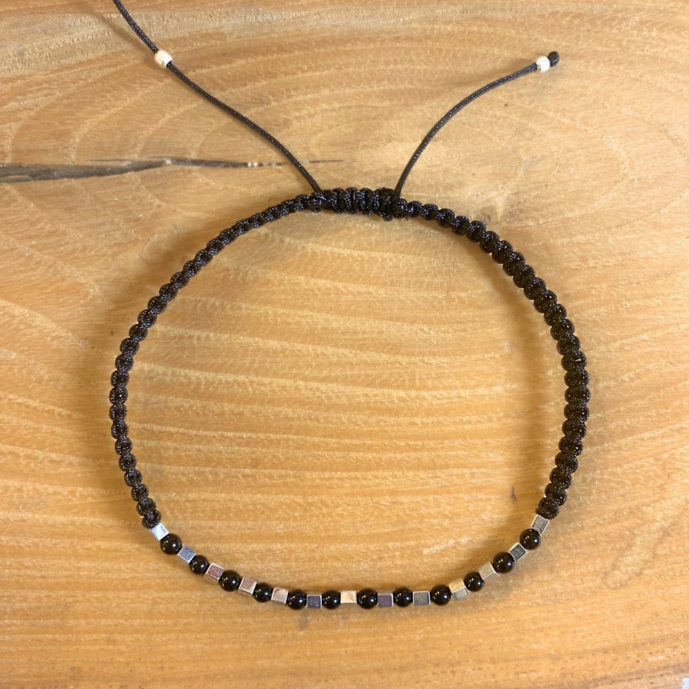 Bracelet Homme Hématite et Onyx - Minimaliste structuré