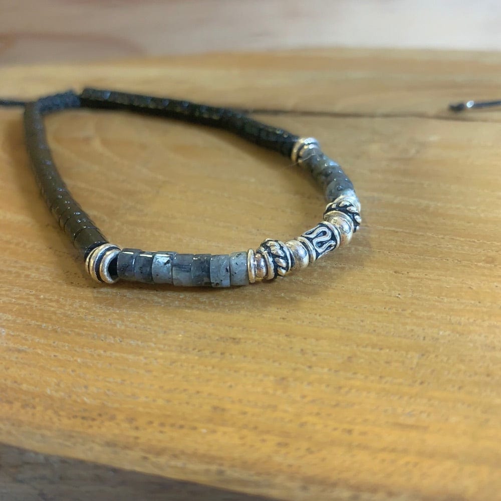 Bracelet Homme Onyx, Labradorite et Argent 925 - Alignement et élégance