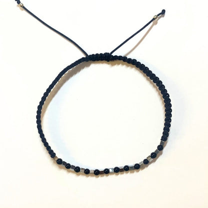 Bracelet Homme Onyx & Hématite  - Minimaliste strusturé