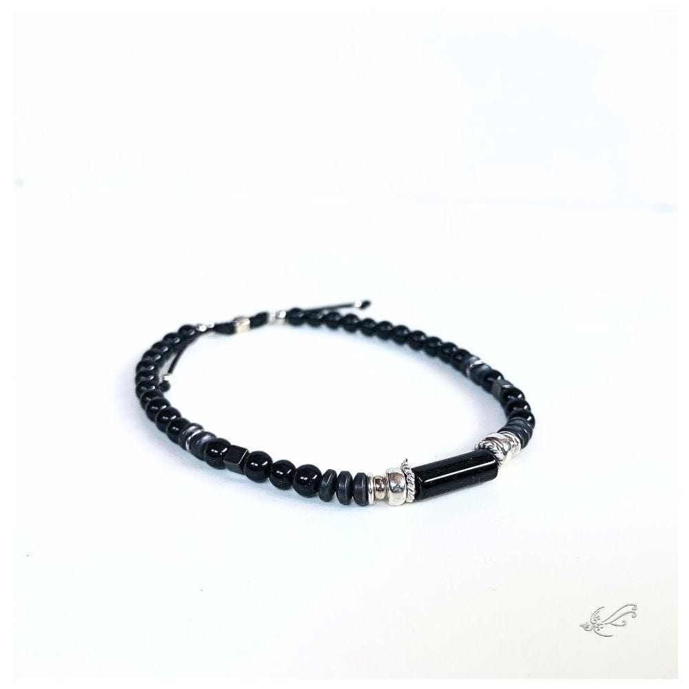 Bracelet Homme Turquoise Africaine & Onyx – Hématite & Argent 925