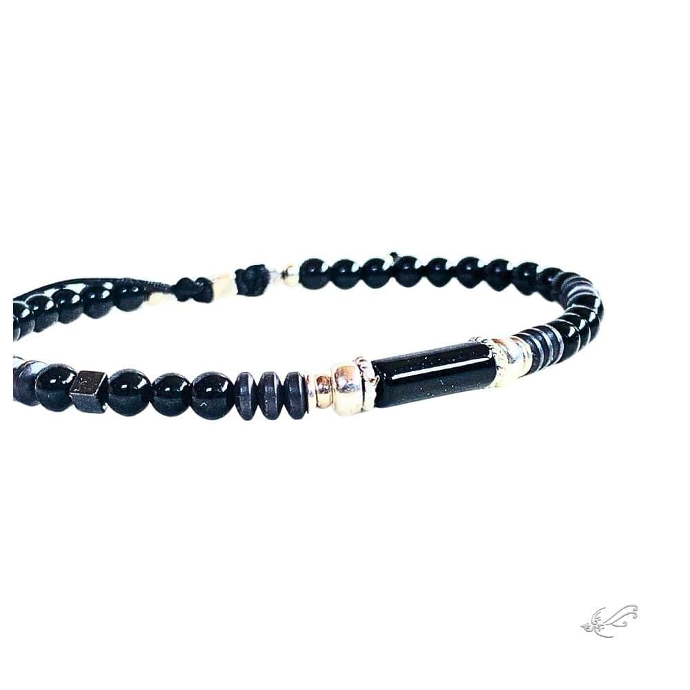 Bracelet Homme Turquoise Africaine & Onyx – Hématite & Argent 925