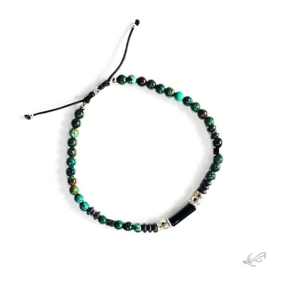 Bracelet Homme Turquoise Africaine & Onyx – Hématite & Argent 925