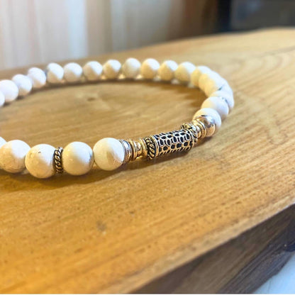 Bracelet Howlite et Argent 925 - Sérénité et Calme
