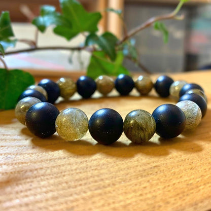 Bracelet Labradorite, onyx Mat - Protection et Charisme