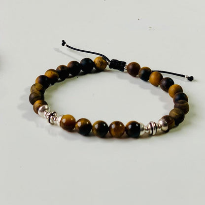 Bracelet Léo - Oeil de Tigre et Argent 925 - Protection et  Force