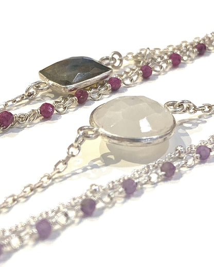 Bracelet LUNA - Multichaine en Argent 925 & Pierre de Lune 