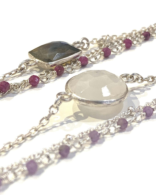Bracelet LUNA - Multichaine en Argent 925 & Pierre de Lune 